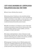 CETP VOICE DISORDERS KEY CERTIFICATION EVALUATION EXAM 2026 TEST PAPER