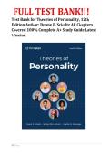 Test Bank for Theories of Personality&comma; 12th Edition Author&colon; Duane P&period; Schultz All Chapters Covered 100&percnt; Complete A&plus; Study Guide Latest Version