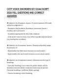 CETP VOICE DISORDERS KEY EXAM SCRIPT 2026 FULL QUESTIONS AND CORRECT ANSWERS