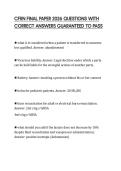 CFRN FINAL PAPER 2026 QUESTIONS WITH CORRECT ANSWERS GUARANTEED TO PASS