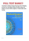 Test Bank For Medical-Surgical Nursing Critical Thinking In Client Care 4th Edition Author&colon;Priscilla Lemone All Chapters Covered 100&percnt; Complete A&plus; Study Guide Latest Version