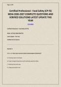Certified Professional - Food Safety &lpar;CP-FS&rpar; NEHA 2026-2027 COMPLETE QUESTIONS AND VERIFIED SOLUTIONS LATEST UPDATE THIS YEAR