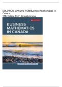 Solutions Manual for Business Mathematics in Canada&comma; 11th Edition by F&period; Ernest Jerome &vert; 2026 Update