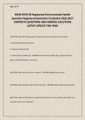 NEHA REHS RS Registered Environmental Health Specialist Registered Sanitarian Credential 2026-2027 COMPLETE QUESTIONS AND VERIFIED SOLUTIONS LATEST UPDATE THIS YEAR