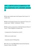 CIPP E CERTIFICATION EXAMINATION TEST 2026 QUESTIONS WITH ANSWERS GRADED A&plus;