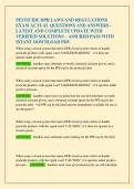 PESTICIDE DPR LAWS AND REGULATIONS  EXAM ACTUAL QUESTIONS AND ANSWERS -  LATEST AND COMPLETE UPDATE WITH  VERIFIED SOLUTIONS &ndash; ASSURED PASS WITH  ISTANT DOWNLOAD PDF&period; 