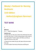 Mosby&rsquo;s Nursing Assistant Test Bank 2026 &vert; CNA Practice Questions &vert; Remmert Nursing Test Bank & Study Guide