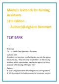 Mosby&rsquo;s Nursing Assistant Test Bank 2026 &vert; CNA Practice Questions &vert; Remmert MCQs &vert; Nursing Test Bank Study Guide