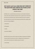 ACE Health Coach Exam A&B 2026-2027 COMPLETE 700 QUESTIONS AND VERIFIED SOLUTIONS LATEST UPDATE THIS YEAR
