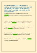 QAL LAWS AND REGULATIONS EXAM 1  ACTUAL QUESTIONS AND ANSWERS - LATEST  AND COMPLETE UPDATE WITH VERIFIED  SOLUTIONS &ndash; ASSURED PASS WITH ISTANT  DOWNLOAD PDF 