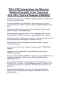 WGU C213 Accounting For Decision  Makers Complete Exam Questions  And 100&percnt; Verified Answers 2026&sol;2027