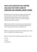 MACE EXAM QUESTIONS AND ANSWERS 2026 EXAM TEST PAPER COMPLETE QUESTIONS AND ANSWERS ALREADY PASSED