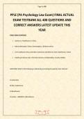 PPLE &lpar;PA Psychology Law Exam&rpar; FINAL ACTUAL EXAM TESTBANK ALL 400 QUESTIONS AND CORRECT ANSWERS LATEST UPDATE THIS YEAR