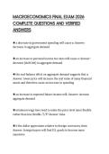 MACROECONOMICS FINAL EXAM 2026 COMPLETE QUESTIONS AND VERIFIED ANSWERS