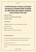 Certified Specialist in Obesity and Weight Management &lpar;CSOWM&rpar; EXAM TESTBANK ALL QUESTIONS AND CORRECT ANSWERS LATEST UPDATE THIS YEAR