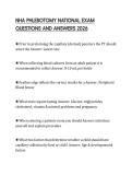 NHA PHLEBOTOMY NATIONAL EXAM QUESTIONS AND ANSWERS 2026