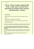 NR 341 &sol; NR341 Complex Adult Health  Exam 1 &lpar;2026&ndash;2027&rpar; &vert; 130 Real Exam  Questions & Verified Correct Answers  with Rationales &vert; Grade A 