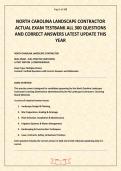 NORTH CAROLINA LANDSCAPE CONTRACTOR ACTUAL EXAM TESTBANK 