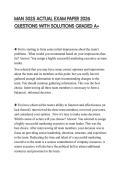 MAN 3025 ACTUAL EXAM PAPER 2026 QUESTIONS WITH SOLUTIONS GRADED A&plus;