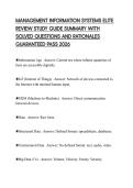 MANAGEMENT INFORMATION SYSTEMS ELITE REVIEW STUDY GUIDE SUMMARY WITH SOLVED QUESTIONS AND RATIONALES GUARANTEED PASS 2026