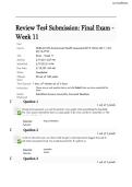 Review Ṫesṫ Submission&colon; Final Exam -  Week 11 