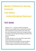 Mosby&rsquo;s Nursing Assistant Test Bank 2026 &vert; CNA Practice Questions & Nursing Test Bank Study Guide