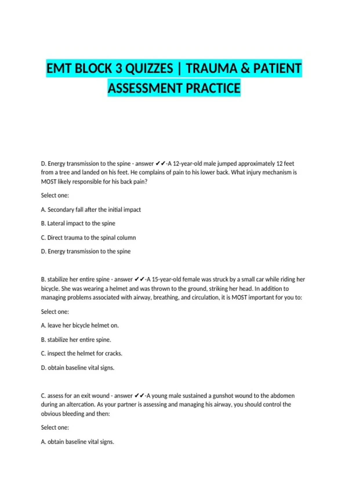 EMT Chapter 24: Trauma Overview | Patient Assessment & Care - Emt -p3 ...