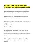 MD STATE EXAM STUDY GUIDE 2026 QUESTIONS AND SOLUTIONS GRADED A&plus;