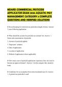 MDARD COMMERCIAL PESTICIDE APPLICATOR EXAM 2026 AQUATIC PEST MANAGEMENT CATEGORY 5 COMPLETE QUESTIONS AND VERIFIED SOLUTIONS