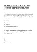 MECHANICS ACTUAL EXAM SCRIPT 2026 COMPLETE QUESTIONS AND SOLUTIONS