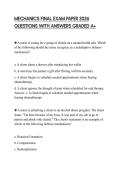 MECHANICS FINAL EXAM PAPER 2026 QUESTIONS WITH ANSWERS GRADED A&plus;