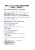 BIOD 152 Final Exam Questions And  Answers 2026&sol;2027 
