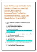 Texas Electrical Sign Contractor Exam With Actual Questions & Verified Answers&comma; Plus Explained Rationales&sol;Expert Verified For Guaranteed 100&percnt; Pass 2026&sol;Latest Update&sol;Instant Download Pdf