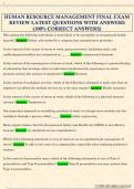 HUMAN RESOURCE MANAGEMENT FINAL EXAM  REVIEW LATEST QUESTIONS WITH ANSWERS  &lpar;100&percnt; CORRECT ANSWERS&rpar; 