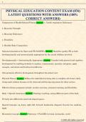 PHYSICAL EDUCATION CONTENT EXAM &lpar;076&rpar;  LATEST QUESTIONS WITH ANSWERS &lpar;100&percnt;  CORRECT ANSWERS&rpar; 