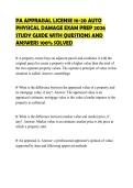 PA APPRAISAL LICENSE 16-20 AUTO PHYSICAL DAMAGE EXAM PREP 2026 STUDY GUIDE WITH QUESTIONS AND ANSWERS 100&percnt; SOLVED