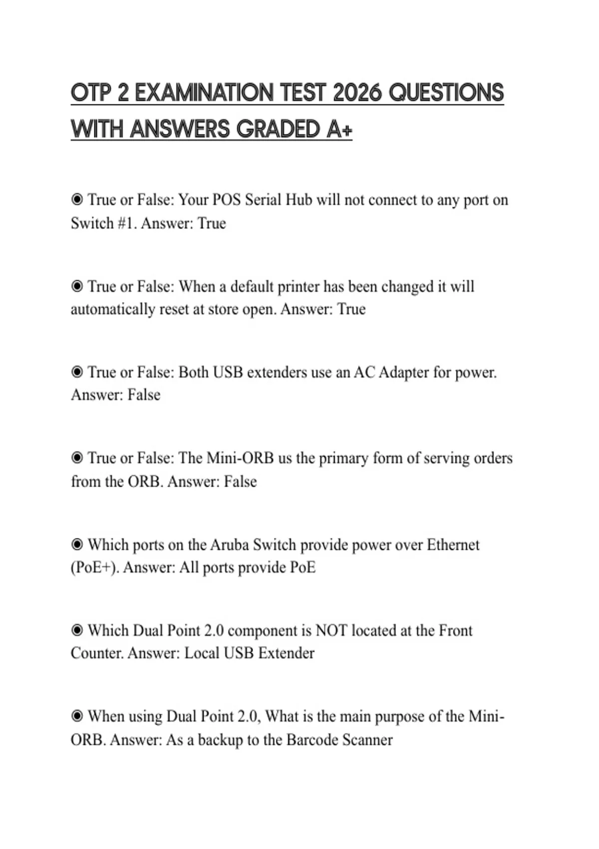 OTP 2 EXAMINATION TEST 2026 QUESTIONS WITH ANSWERS GRADED A+ - OTP 2 - Stuvia US