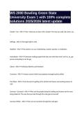 WS 2000 Bowling Green State University Exam 1 with 100&percnt; complete solutions 2025&sol;2026 latest update