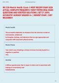 NR 326-Mental Health Exam 1 MOST RECENT EXAM 2026  ACTUAL COMPLETE FREQUENTLY MOST TESTED REAL EXAM  QUESTIONS AND VERIFIED SOLUTIONS &vert; GET IT 100&percnt;  ACCURATE&excl;&excl; ALREADY GRADED A&plus; &vert; NEWEST EXAM &vert; JUST  RELEASED&excl;&excl; 