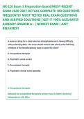 NR 326 Exam 3 Preparation Exam&vert;&vert;MOST RECENT  EXAM 2026-2027 ACTUAL COMPLETE 180 QUESTIONS  FREQUENTLY MOST TESTED REAL EXAM QUESTIONS  AND VERIFIED SOLUTIONS &vert; GET IT 100&percnt; ACCURATE&excl;&excl;  ALREADY GRADED A&plus; &vert; NEWEST EXAM &vert; JUST  RELEASED&excl;&excl;