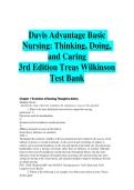 Davis Advantage Basic Nursing&colon; Thinking&comma; Doing&comma; and Caring &lpar;3rd Edition&rpar; by Treas & Wilkinson &vert; Complete Test Bank