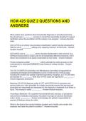 HCM 425 QUIZ 2 QUESTIONS AND ANSWERS 