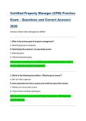 Certified Property Manager &lpar;CPM&rpar; Practice Exam &ndash; Questions and Correct Answers 2026