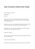 NUR 170 EXAM 3 Questions and Answers- FROM STUDY GUIDE