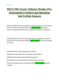 WGU-C706 Secure Software Design &lpar;PreAssessment&rpar; &vert; Actual Exam Questions And Verified Answers
