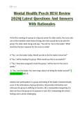 Mental Health&sol;Psych HESI Review 2026&vert; Latest Questions And Answers With Rationales
