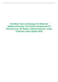 Test Bank for Davis Advantage for Maternal-Newborn Nursing&colon; The Critical Components of Nursing Care&comma; 4th Edition&comma; by Roberta Durham&comma; Linda Chapman&period; All Chapters 1 - 19 LATEST &vert;2026