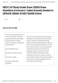 HESI CAT Study Guide Exam &lpar;2026&rpar; Exam Questions & Answers &vert; Latest Already Graded A&plus; UPDATE &vert;2026&excl;&excl; STUDY GUIDE EXAM