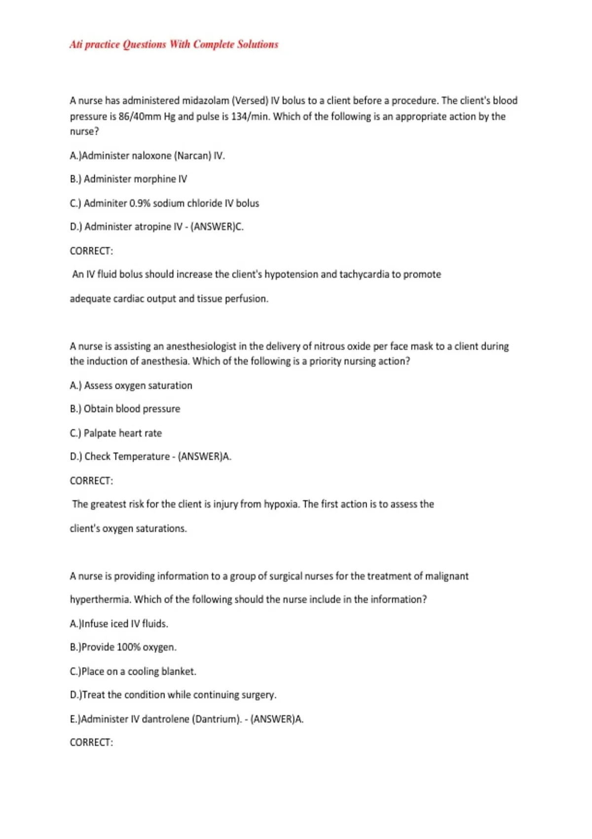 Ati practice Questions With Complete Solutions - Ati practice] - Stuvia US