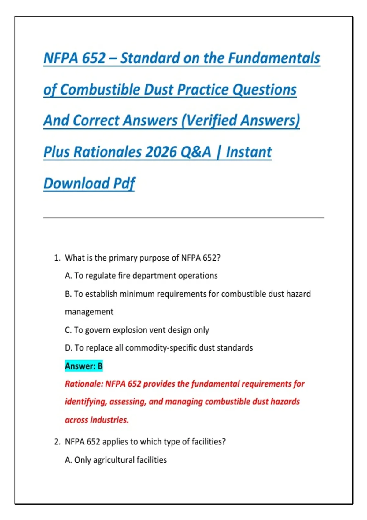 NFPA 652 – Standard on the Fundamentals of Combustible Dust Practice ...